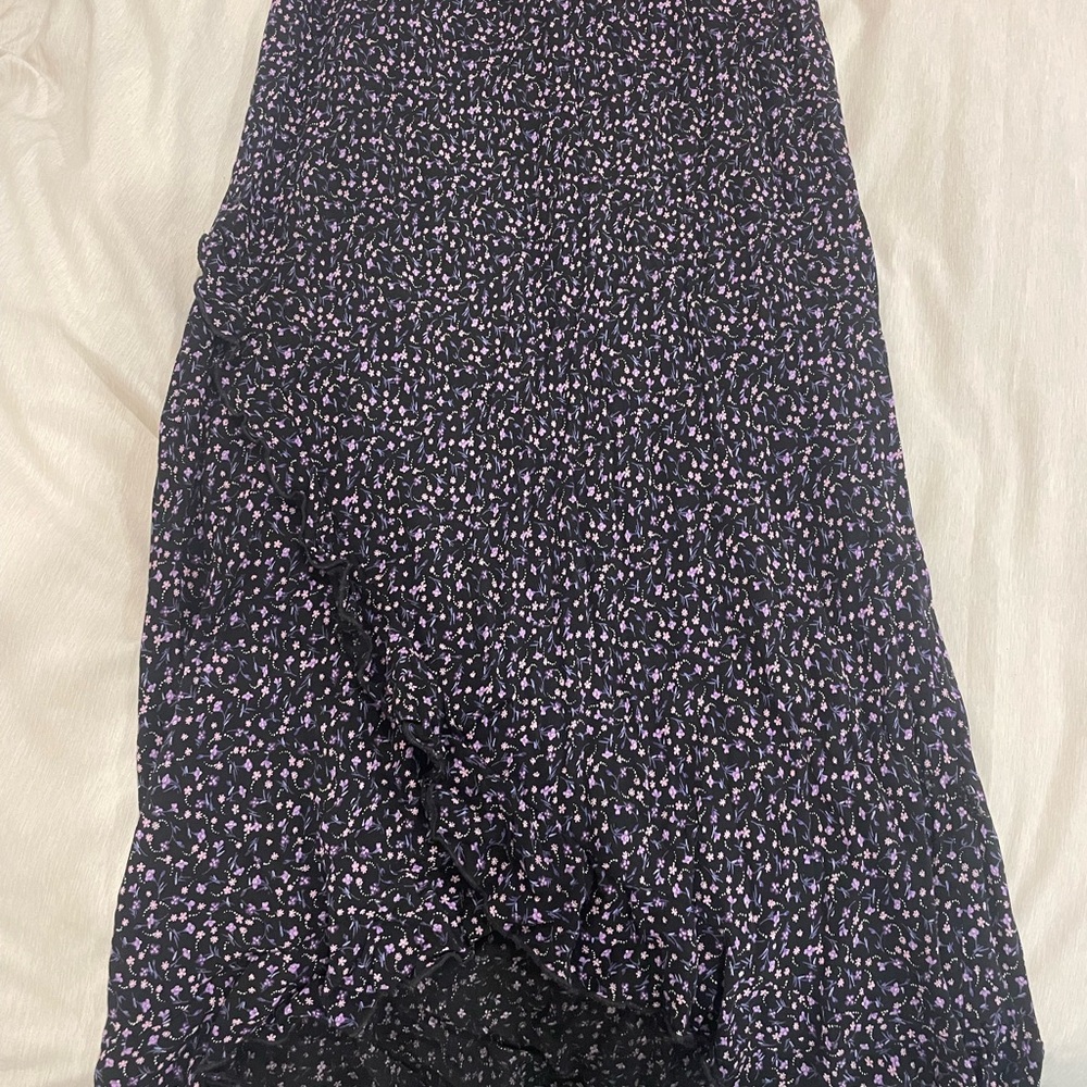Floral ruffle midi skirt